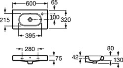 Раковина Roca Meridian 32724T000 60 см, R - фото 67158