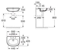 Раковина Roca Meridian 32724S000 55 см - фото 67393