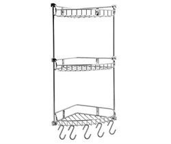 Полка металлическая угловая, трехъярусная, 5 крючков в комплекте Wasserkraft K-1233 - фото 67965