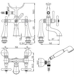 Смеситель Paini Liberty 17CR108 для ванны - фото 71196