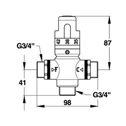 Термостатический смесительный клапан Presto 29003 5 - 43 л/мин - фото 71848