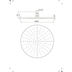 Рассеиватель Paini 50CR759/25EBI для душа, металл, круглый, 250 мм, хром. - фото 72327