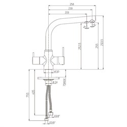 Смеситель Paini Arena 92CR6433VEB90DA для кухни, на 3 воды - фото 74128