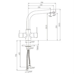 Смеситель Paini Arena 92CR6433VEB90DA для кухни, на 3 воды - фото 74130