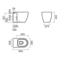 Набор Sanitana приставной CORAL: чаша BTW + крышка с механизмом (микролифт) - фото 75001