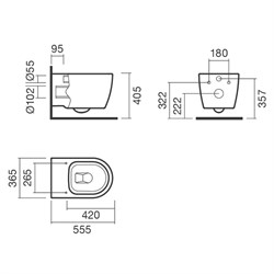 Набор Sanitana подвесной CORAL: чаша BTW + крышка slim с механизмом (микролифт) - фото 75019