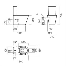 Набор Sanitana компакт GLAM: чаша BTW + сливной бачок + крышка с механизмом (микролифт) - фото 75042