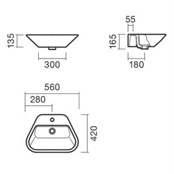 Раковина накладная 55 Sanitana GLAM - фото 75079