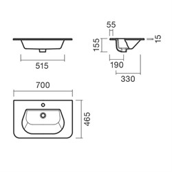 Раковина встраиваемая 70 Sanitana GLAM - фото 75083