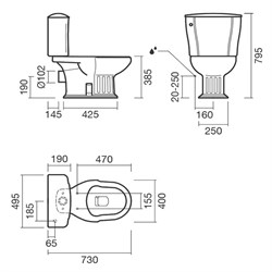 Набор Sanitana компакт GRECIA: чаша + сливной бачок + крышка фанера - фото 75099