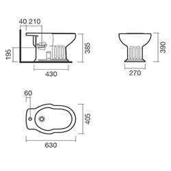 Биде приставное 65 Sanitana GRECIA - фото 75105
