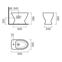 Биде приставное 55 Sanitana KAPA - фото 75131