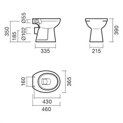 Набор Sanitana приставной MUNIQUE: чаша + крышка slim - фото 75213