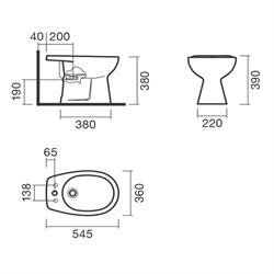 Биде приставное 54 Sanitana MUNIQUE - фото 75232