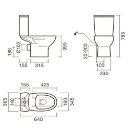 Набор Sanitana компакт POP: чаша + сливной бачок + крышка - фото 75262