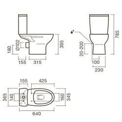 Набор Sanitana компакт POP: чаша + сливной бачок + крышка термопласт - фото 75272