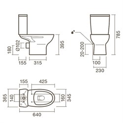 Набор Sanitana компакт POP: чаша + сливной бачок + крышка с механизмом (микролифт) - фото 75282