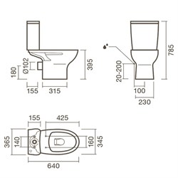 Набор Sanitana компакт POP: чаша + сливной бачок + крышка с механизмом (микролифт) - фото 75286