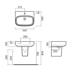 Раковина подвесная 55 Sanitana BE YOU с полупьедесталом - фото 75307 Раковина подвесная 55 Sanitana BE YOU с полупьедесталом - фото 75307