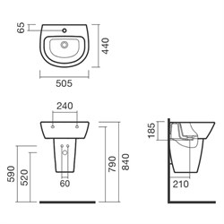 Раковина подвесная 50 Sanitana KAPA / POP ART с полупьедесталом - фото 75329
