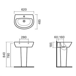 Раковина подвесная 60 Sanitana MUNIQUE с пьедесталом - фото 75335
