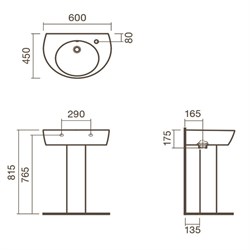 Раковина подвесная 60 Sanitana POP с пьедесталом - фото 75355