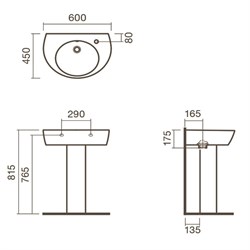 Раковина подвесная 60 Sanitana POP с пьедесталом - фото 75357