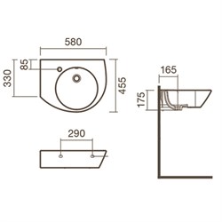 Раковина подвесная 58 левая Sanitana POP - фото 75359