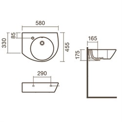 Раковина подвесная 58 левая Sanitana POP - фото 75361
