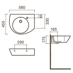 Раковина подвесная 58 правая Sanitana POP - фото 75363