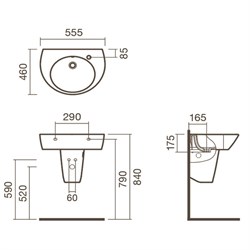Раковина подвесная 55 Sanitana POP с полупьедесталом - фото 75391