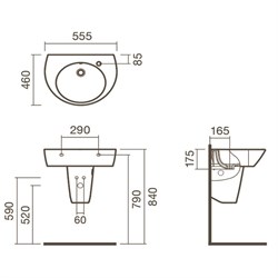 Раковина подвесная 55 Sanitana POP с полупьедесталом - фото 75393