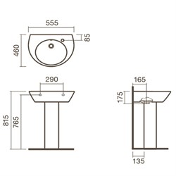 Раковина подвесная 55 Sanitana POP с пьедесталом - фото 75395