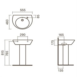 Раковина подвесная 55 Sanitana POP с пьедесталом - фото 75397