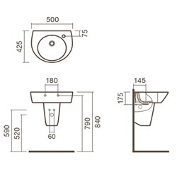 Раковина подвесная 50 Sanitana POP с полупьедесталом - фото 75399