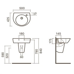 Раковина подвесная 50 Sanitana POP с полупьедесталом - фото 75401