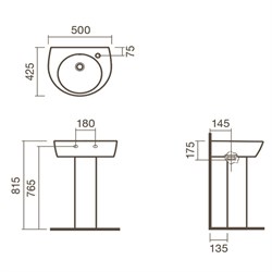 Раковина подвесная 50 Sanitana POP с пьедесталом - фото 75403