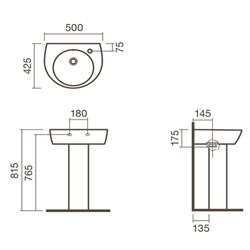 Раковина подвесная 50 Sanitana POP с пьедесталом - фото 75405