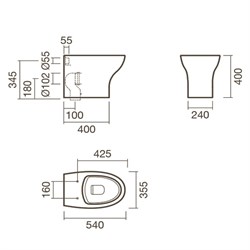 Набор Sanitana приставной POP ART: чаша BTW + крышка с механизмом (микролифт) - фото 75427