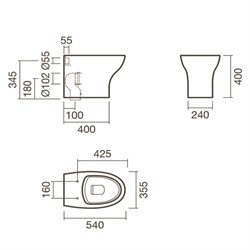 Набор Sanitana приставной POP ART: чаша BTW + крышка с механизмом (микролифт) - фото 75430