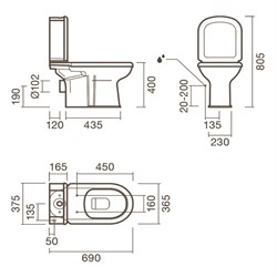 Набор Sanitana компакт REGINA: чаша + сливной бачок + крышка - фото 75460