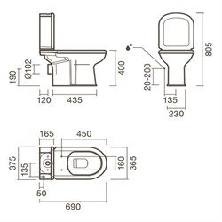 Набор Sanitana компакт REGINA: чаша + сливной бачок + крышка фанера - фото 75484
