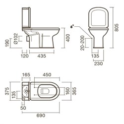 Набор Sanitana компакт REGINA: чаша + сливной бачок + крышка фанера - фото 75488