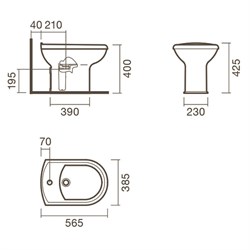 Биде приставное Sanitana REGINA - фото 75492