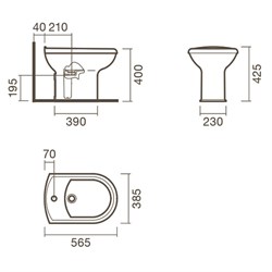 Биде приставное Sanitana REGINA - фото 75495