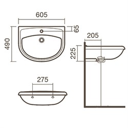 Раковина подвесная 60 Sanitana REGINA - фото 75508
