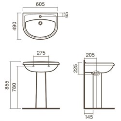 Раковина подвесная 60 Sanitana REGINA с пьедесталом - фото 75512
