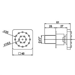 Форсунка массажная Paini 50CR721Q встраиваемая 48*48 мм - фото 75905