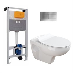 Комплект подвесного унитаза MUNIQUE с сидением slim (микролифт) + инсталляцией и панелью управления - фото 75907