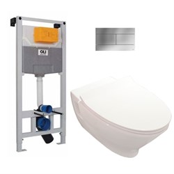 Комплект подвесного унитаза POP ART с сидением slim (микролифт) + инсталляцией и панелью управления - фото 75912